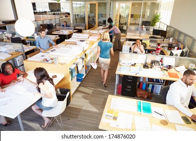 Interior Of Busy Modern Open Plan Office