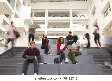 Interior Of Busy University Campus Building With Students