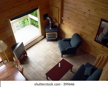 Interior Of Cabin Look Down From Top Floor