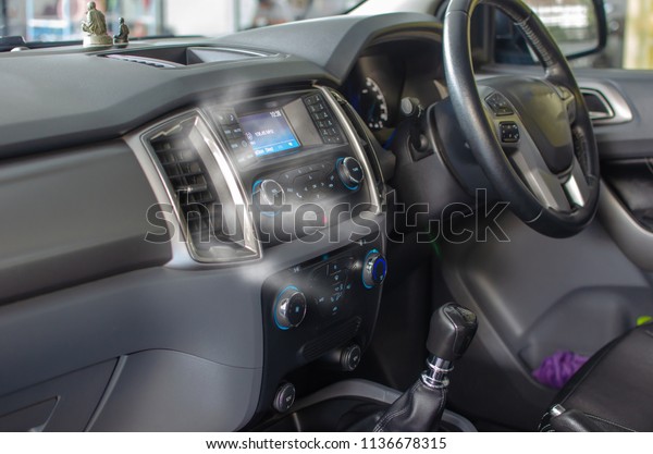Interior car cabin,\
air-conditioning car