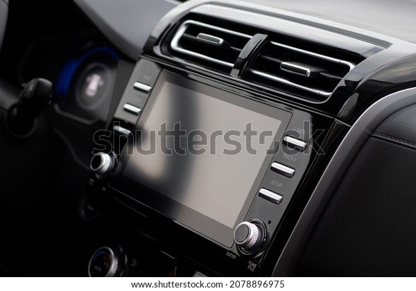 The
interior of the car. Car-mounted tablet with
mockup