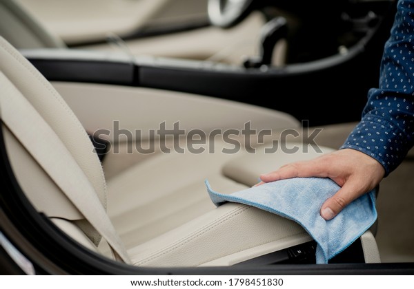 the interior of the car drying after wash, a\
special professional