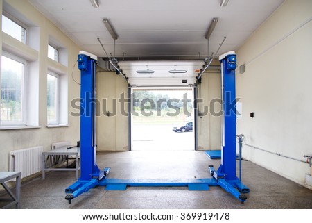 Interior Car Repair Garage Car Lift Stock Photo Edit Now