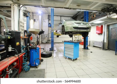 Interior of a car repair station 