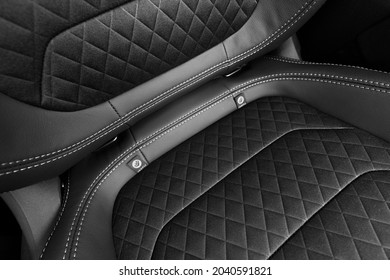 Interior Of The Car Seat Upholstery In Leather And Fabric