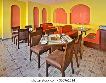 Interior Of Caribbean Mexican Traditional Style  Restaurant.