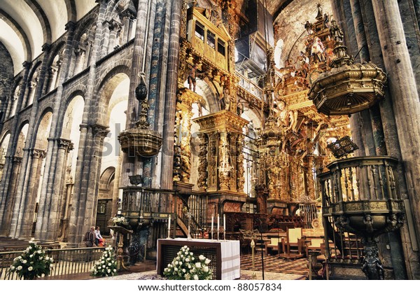 Interior Cathedral Santiago De Compostelathe Final Stock Photo Edit Now 0574