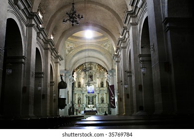 The Interior Of A Catholic Chruch In Peru