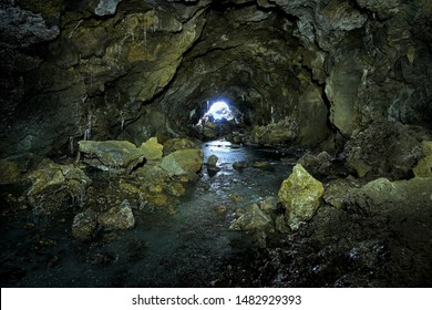 interior Cave Ice (Grotta del Gelo) in Etna Park, Sicily