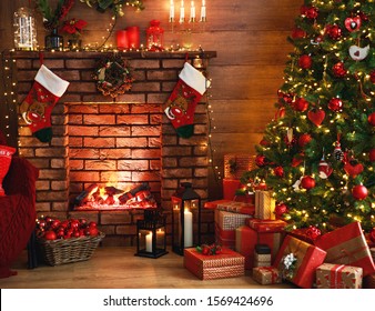 Garland On Fireplace Images Stock Photos Vectors Shutterstock