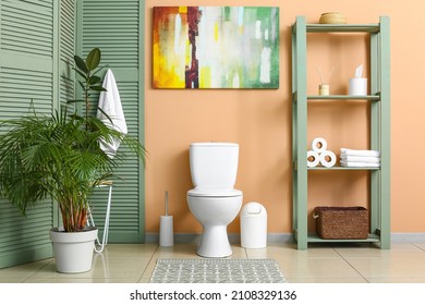 Interior of clean modern restroom