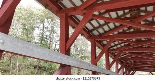 Interior Colvin Covered Bridge Over The Shawnee Creek Bedford County Pennsylvania 