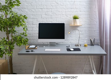 Office Desk Brick Wall Images Stock Photos Vectors Shutterstock