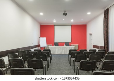 Interior Of A Conference Room In Hotel Ready For A Meeting