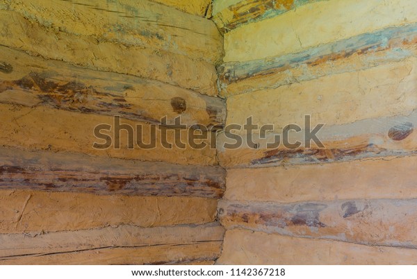 Interior Corner Two Walls Log Cabin Royalty Free Stock Image