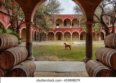 The Interior Court Of Jaral De Berrio Hacienda Mexico