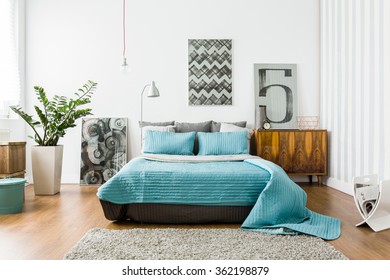 Interior of cozy bedroom in modern design - Shutterstock ID 362198879