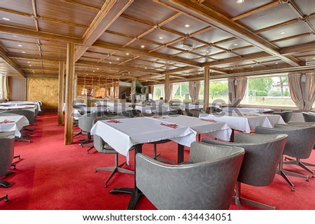 Interior of a cruise boat restaurant

