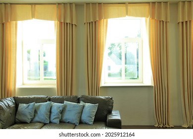 Interior Curtains With Pelmet In A House