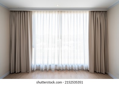 Interior decoration curtains in empty room - Shutterstock ID 2152535351