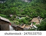 Interior design building and exterior architecture of stage theater chinese actor actress acting love story of woodman and fairy fox for show traveler in Tianmen Mountain at Zhangjiajie in Hunan China