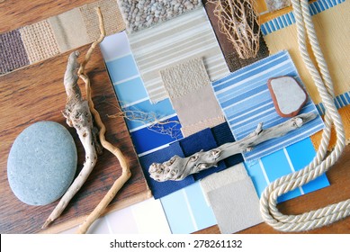 Interior Design Color And  Upholstery Planning Concept Of Sea And Marina Style