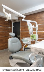 Interior design of comtemporary dental office with equipment and instruments in clinic. Stomatology sector. Oral medicine. Orthodontic cabinet