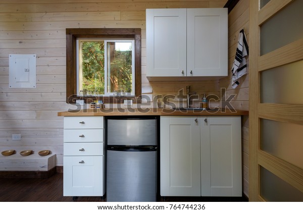 Interior Design Kitchen Tiny Rustic Log Stock Photo Edit