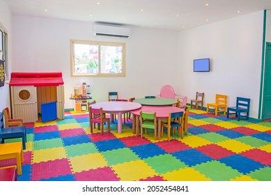 Interior Design Of Large Colorful Childrens Play Room Area Kids Club In Hotel With Games And Toys