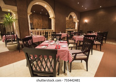 Interior Design Of A Luxury Hotel Restaurant Dining Area With Ornate Decor