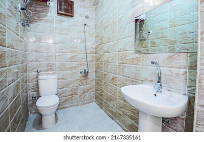 Interior Design Of A Luxury Show Home Bathroom With Wet Room Shower And Sink