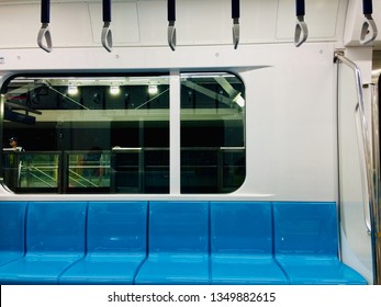 Interior Design Of Passenger Seat On MRT Jakarta. Jakarta, March 25, 2019