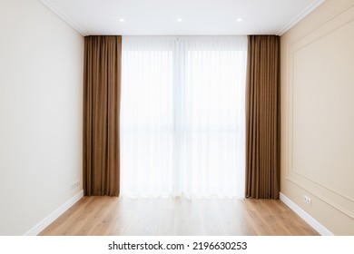 Interior design of a room with light walls and a window. empty and clean - Shutterstock ID 2196630253