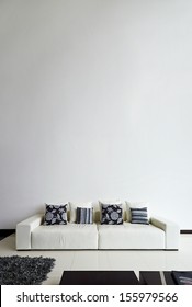 Interior Design Series: Modern Living Room With Big Empty White Wall