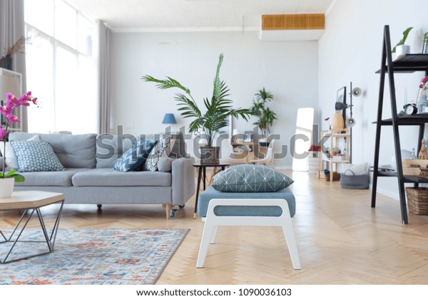 Interior Design Studio Apartment Scandinavian Style Stock