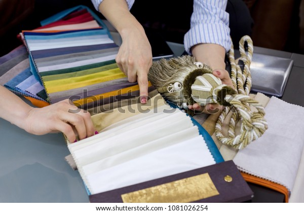 Interior Designer Shows Samples Interior Fabrics Beauty