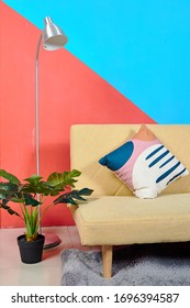 Interior Detai With, Plant, Sofa, And Pop Art Background