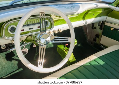interior detail of a retro 1950s automobile - Shutterstock ID 397886929