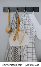 Interior Details In Scandinavian Cuisine. Wooden Kitchen Tools