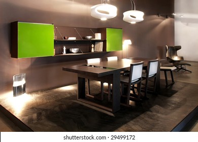 Interior Of Dining Room All In Black