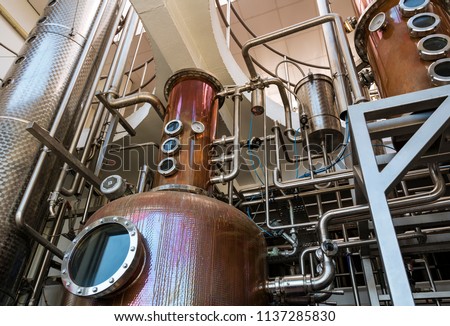 Interior of distillery for manufacture of vodka and gin