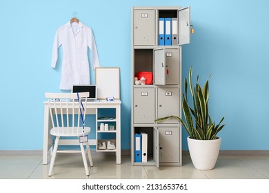 Interior Of Doctor's Office With Locker In Clinic