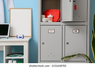 Interior Of Doctor's Office With Locker In Clinic