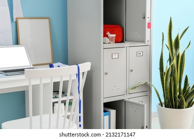 Interior Of Doctor's Office With Locker In Clinic