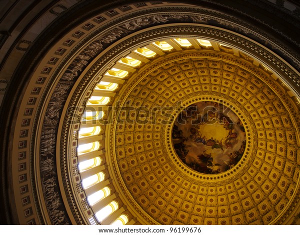 Interior Dome Usa Capitol Building Washington Stock Photo