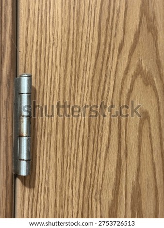 Interior door hinge hardware mounted on wooden door frame showing residential construction detail.
