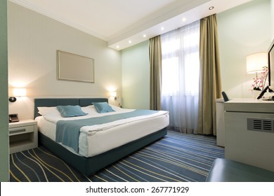 Interior Of A Double Bed Hotel Room