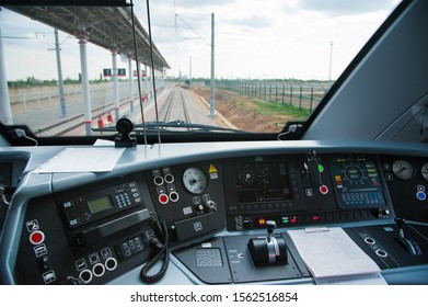 Interior Of A Electric Train Operator's Cab