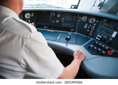 Interior Of A Electric Train Operator's Cab