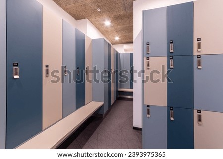 Interior of empty changing room, locker room, Dressing room in swimming pool or gym